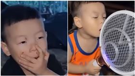 ▲大陸一名男童發出「喔」的聲音，竟召喚來成群蚊子。（圖／翻攝星視頻）