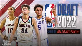 ▲（右）班凱羅成為本屆選秀狀元，（中）霍格倫為榜眼，（左）史密斯為探花。（圖／翻攝自NBA Draft 2022推特）