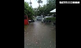南投中興新村暴雨，淹水。（圖／民眾提供）