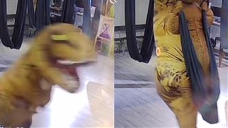 員工上班嗨扮恐龍　這1幕讓老闆怒了