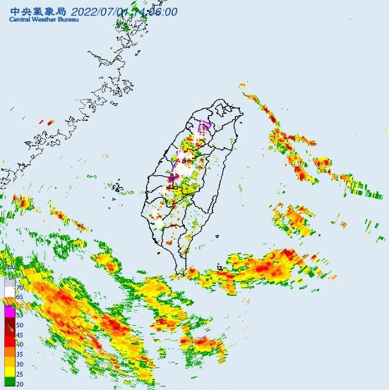 氣象局針對7縣市發布大雷雨即時訊息。（圖／中央氣象局）