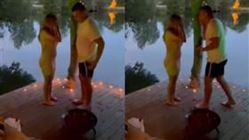 ▲男湖畔浪漫求婚！下跪前1秒「聽見咚一聲」　戒指沉入水底。（圖／翻攝自geriiashforth TikTok）

