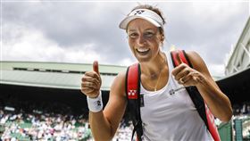 ▲瑪莉亞（Tatjana Maria）成為1980年之後，第2位身兼母親身份晉級溫網女單8強的選手。（圖／美聯社／達志影像）