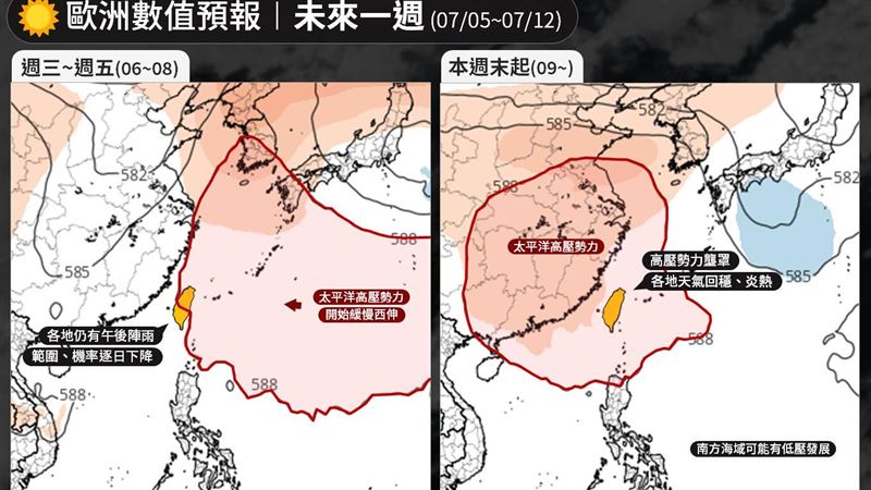 一圖看一周天氣　曝這時又有熱帶系統