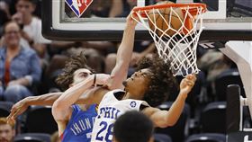 ▲雷霆新秀基迪（Josh Giddey）顏扣對手。（圖／美聯社／達志影像）