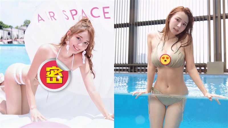 林莎前傾倒乳　扯比基尼辣洩雪白春光