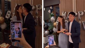 慶生畫面曝！任容萱甜吻男友洩戀情