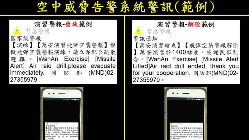 注意！萬安演習將發「飛彈空襲警報」