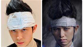 博恩模仿真人版「飛影」。（圖／翻攝自Stand up, Brian！ 博恩站起來！ 臉書）