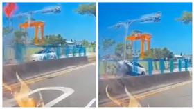 ▲「恩人視角」行車紀錄器拍下林志穎駕駛的特斯拉撞車瞬間。（圖／翻攝自爆料公社，下同）