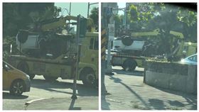 ▲網友PO出在台北市內湖，偶遇被燒毀的，林志穎駕駛的白色特斯拉。（圖／翻攝自Tesla Taiwan 特斯拉 台灣 臉書公開社團）