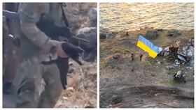 ▲烏克蘭軍人在「蛇島」上發現一隻小黑貓。（圖／翻攝自烏克蘭國防部官方YT、推特)