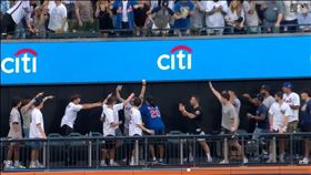 ▲球迷原地起跳單手接住全壘打的美技實在太帥，周圍球迷都紛紛鼓掌歡呼。（圖／翻攝自MLB官網）