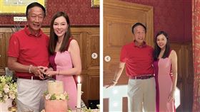 郭台銘和曾馨瑩慶祝結婚14週年，穿上同色系衣服放閃。（圖／翻攝自曾馨瑩IG）