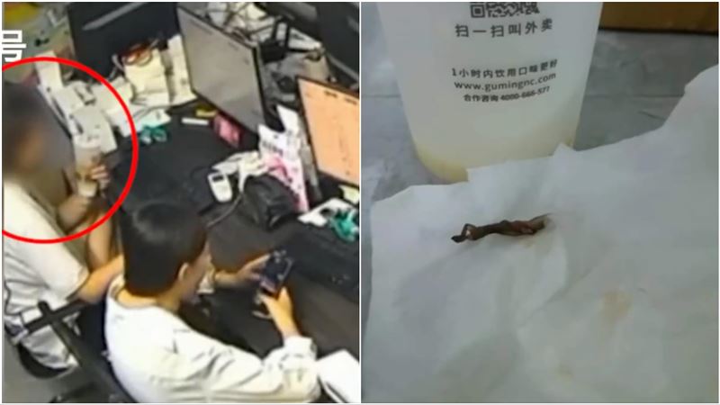 手搖杯藏壁虎！女從嘴裡拉出屍體嚇傻