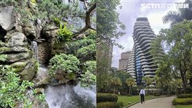 陶朱隱園,旋轉豪宅,瀑布。（合成圖／中工提供、記者陳韋帆攝影）