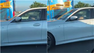 BMW男疑開自駕爽睡　影片曝網嚇壞