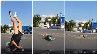 台北妹噴飛11秒狠摔！失控畫面曝光