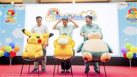 The Pokémon Company福永晉董事﹑台北市長柯文哲及觀傳局長劉奕霆合影。（圖／寶可夢公司提供）