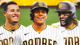 ▲教士打線組成三巨頭，馬查多（Manny Machado）、索托（Juan Soto）和小塔提斯（Fernando Tatis Jr.）。（圖／翻攝自教士推特）