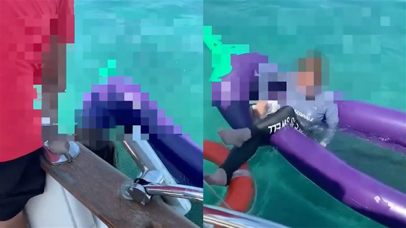 驚魂記！2女玩「充氣茄子」慘漂外海