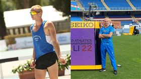 諾尼諾在賽跑中，生殖器意外滑出。（圖／翻攝自alberto_nonino IG）
