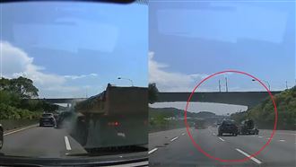 國道減速神左閃　砂石車噴出驚悚片曝