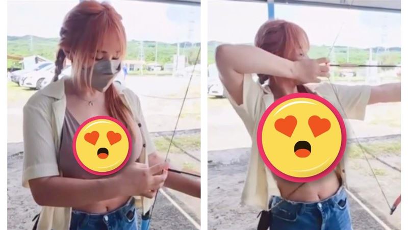 正妹射箭1視角流出　網驚：頭燈太大