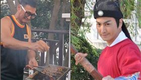最帥展昭現蹤！身價破億擺攤賣肉　何家勁（圖／翻攝自抖音、包青天劇照）