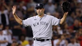 ▲崔維諾（Lou Trivino）挨再見安打，吞下轉洋基首敗。（圖／美聯社／達志影像）