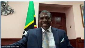 吳釗燮與聖克里斯多福及尼維斯新任總理德魯（Terrance_Drew）視訊通話。（圖／外交部提供）