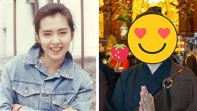 王祖賢現身法會，脫下口罩可見肌膚白皙無暇。（圖／翻攝自微博）