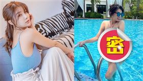 愛語莎「比基尼反穿」浮出池畔洩春光。（圖／翻攝自vanessa.tw IG）