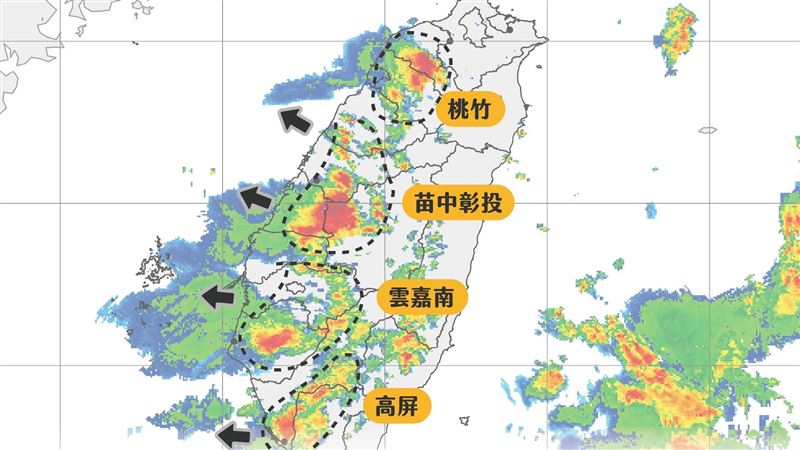 下班下課注意！一圖看雷雨轟炸位置