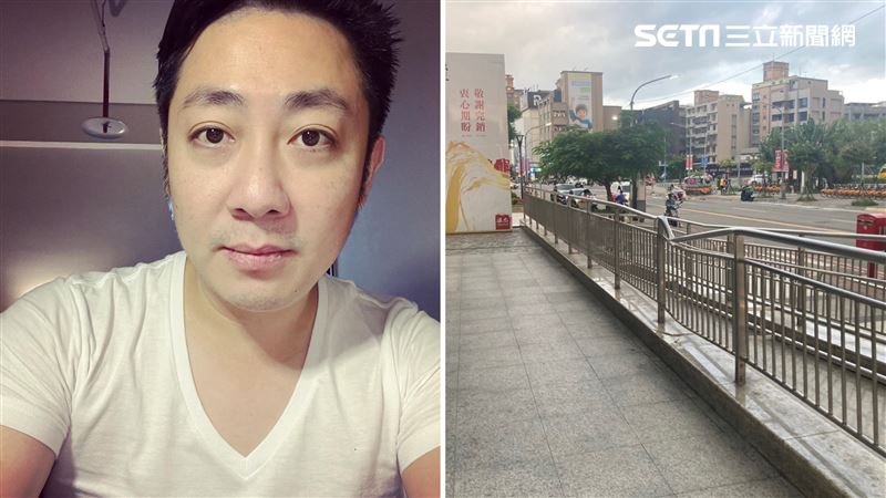 直擊／艾成墜樓現場…扶手地磚仍破損