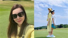 郭台銘夫人曾馨瑩（左）曬出與小兒子小虎（右）背對背合影。（圖／翻攝自曾馨瑩IG）