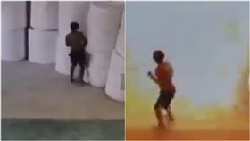 中國男子好奇點打火機「測試珍珠棉」，倉庫瞬間變火海。（圖／翻攝自微博）