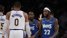 ▲「瘋狗貝」貝佛利（Patrick Beverley）轉戰湖人，威斯布魯克（Russell Westbrook）傳出恐被交易。（圖／美聯社／達志影像）