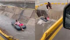 水溝　漂漂河　（圖／翻攝自Chihuahua Tiempo Severo推特）