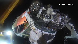 國道轎車疑打滑撞護欄　超載釀6人傷