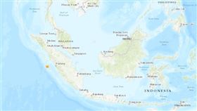 印尼西蘇門答臘省29日發生規模5.8地震。（圖／翻攝自美國地質調查所USGS官網）