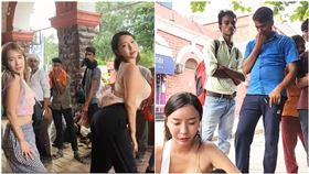 不怕被拖走！2女主播飛印度「街頭性感狂扭」下秒被包圍了（圖／翻攝自AfreecaTV）