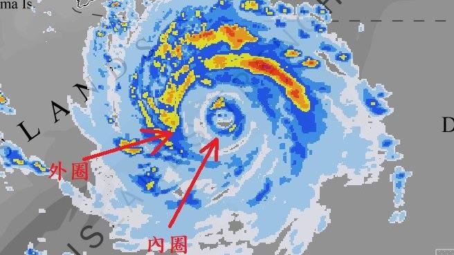 軒嵐諾驚見清晰雙眼牆　環流越來越大