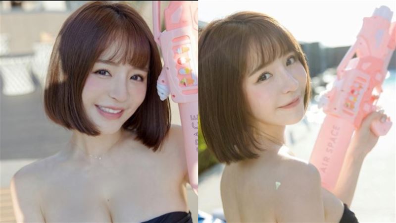 元元「玩水槍」狂射　曲線畢露…網暈