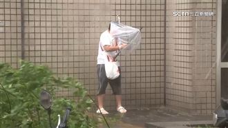 風雨驚人！文大學生雨傘開花狼狽淋雨