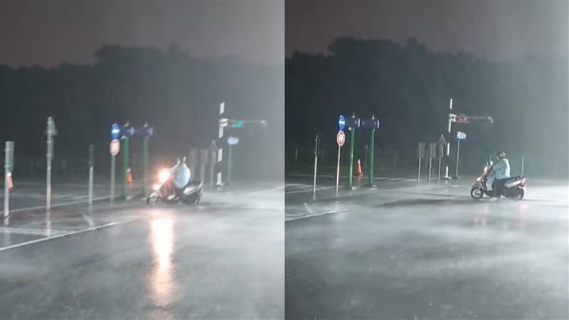 不甩軒嵐諾暴雨　她騎直線7秒變衝浪