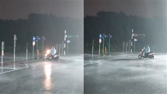 不甩軒嵐諾暴雨　她騎直線7秒變衝浪