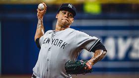 ▲孟塔斯（Frankie Montas）5局僅挨1安無失分，轉戰洋基首勝。（圖／翻攝自洋基推特）