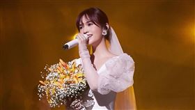 楊丞琳穿上婚紗登台表演。（圖／翻攝自臉書）