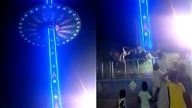 印度超驚嚇大怒神！自5樓高急墜「重擊地面」 16人甩飛傷。推特@NikhilCh_